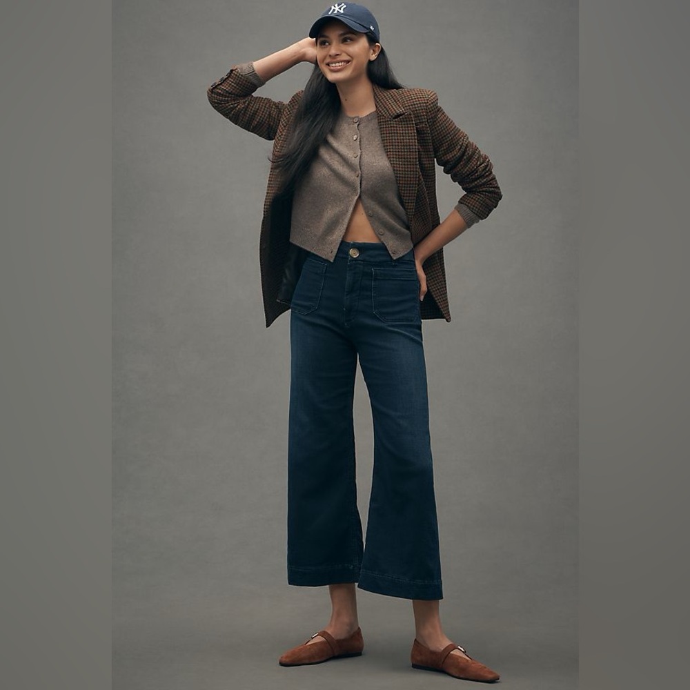 Anthropologie Dark Blue Wide Leg Jeans